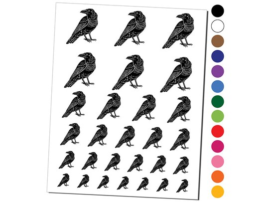 Sniggle Sloth; Elegant Black Raven Temporary Tattoo Water Resistant Fake Body Art Set Collection; Category:Temporary Tattoos; Image:1